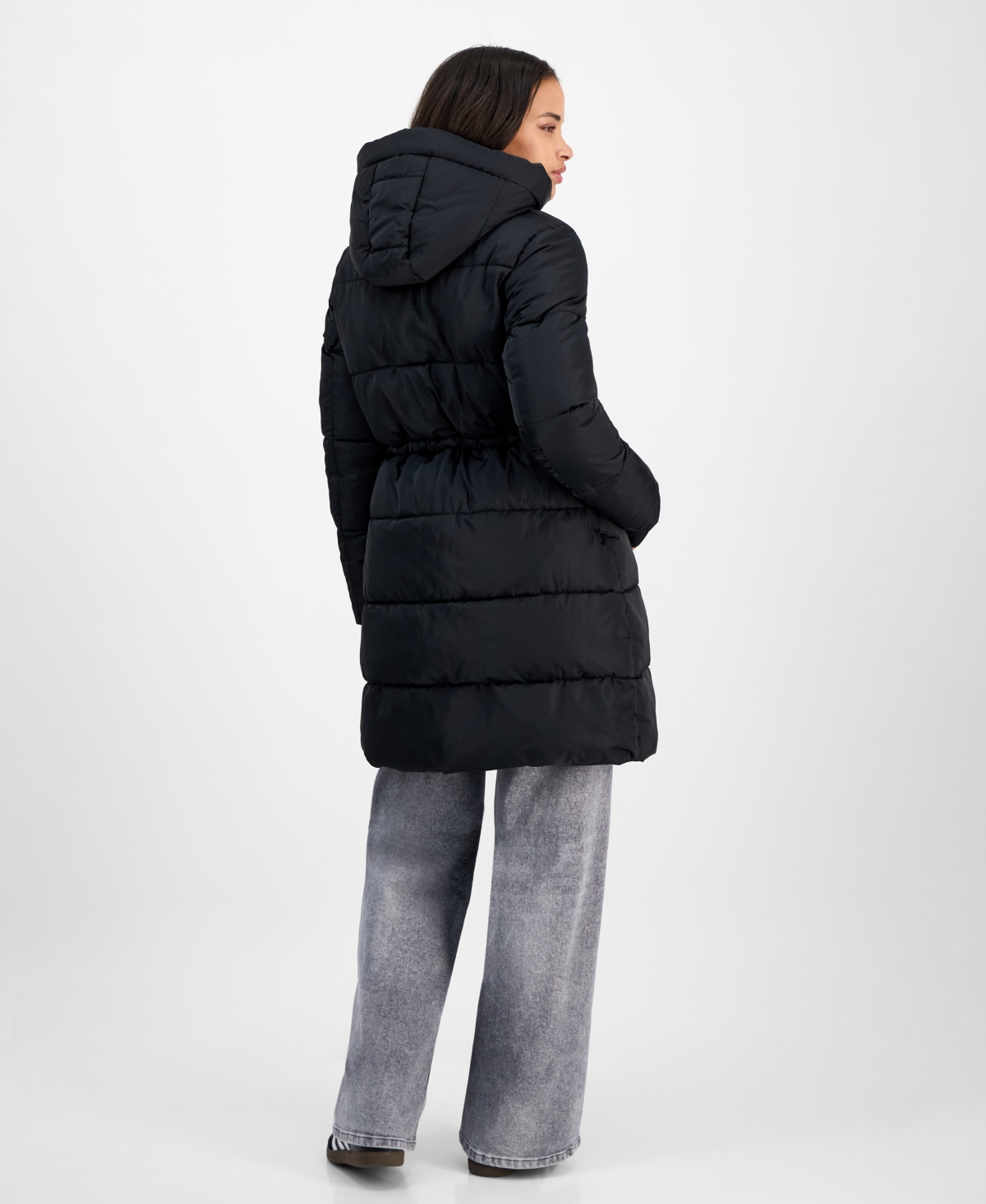 Steve Madden Women's Hooded Puffer Utility Coat In Black