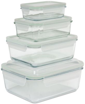 8-Piece Rectangular Glass Container Food Storage Set