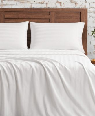 French Connection Damask Stripe 300-Thread Count Cotton Sateen 3-Pc. Sheet Set, Twin