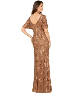 Women's Beaded Gown With Cape Sleeves