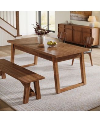 55-Inch Dining Table with Storage Drawer for Dining Room, Rectangular Modern Dinner Kitchen Table with Solid Wood Legs for 4-6 People