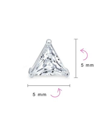 Trillion Cut CZ Triangle Stud Earrings Gold Plated Sterling Silver