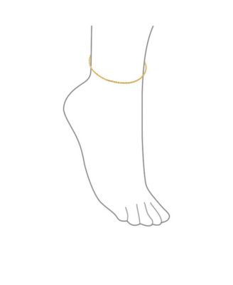 Strong Cable Rope Chain Anklet Ankle Bracelet Yellow Gold Plated .925 Sterling Silver