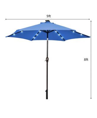 9 ft Patio Table Market Umbrella Yard Outdoor w/ Solar LED Lights