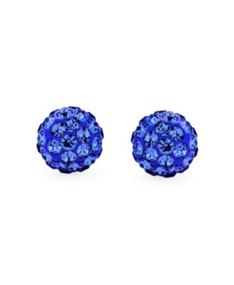 Elegant .925 Sterling Silver Round 8MM Glittering Pave Crystal Disco Ball Stud Earrings