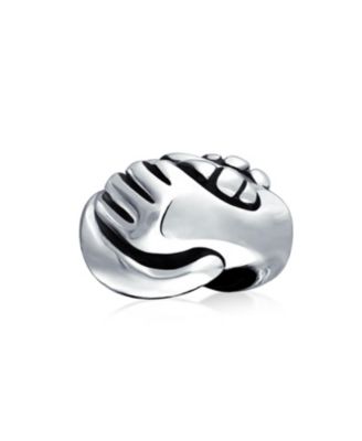Support Friends Hand Sign Symbol Charm Bead Sterling Silver for European Bracelet
