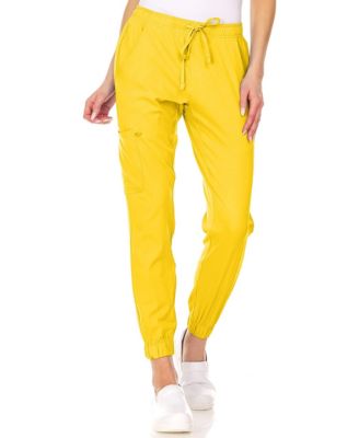 Plus Size Leah 5-Pocket Stretch Cargo Jogger Scrub Pants Yellow 3X Large