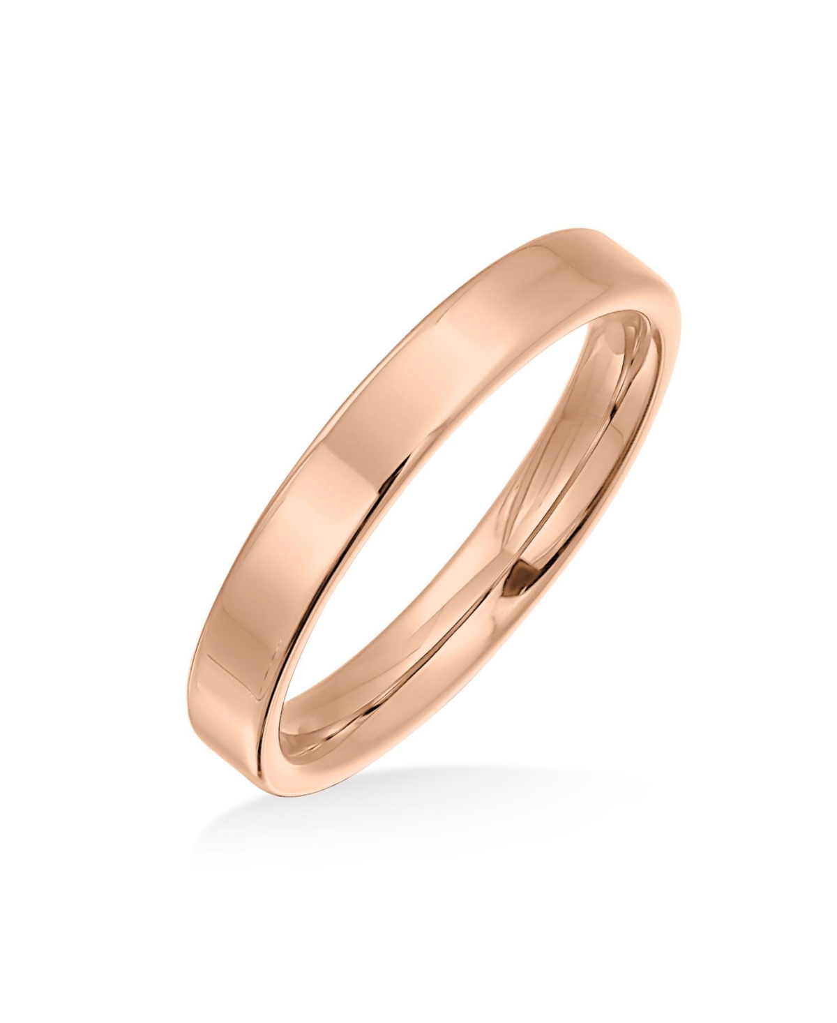 Plain Simple Thin Flat Band Rings Polished Titanium Comfort Fit 3MM - Rose