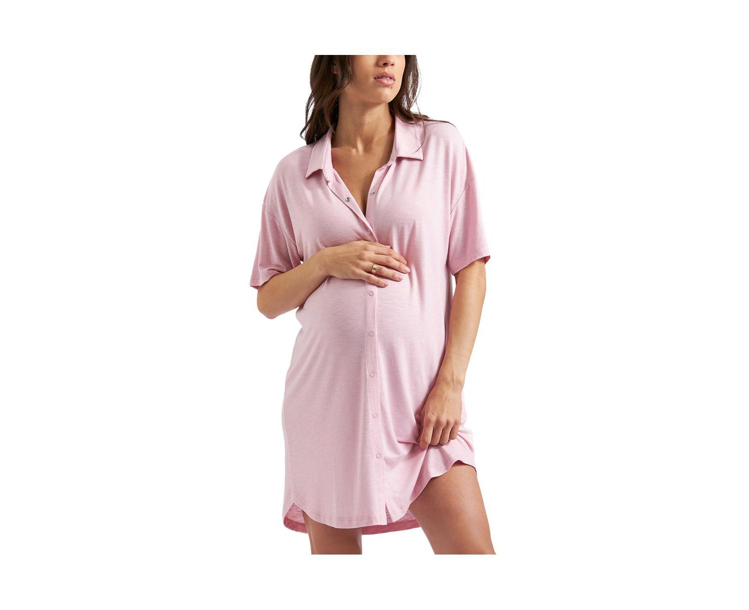 Maternity Dreamy Night Shirt in Dusty Pink - Comfy and Stylish Sleepwear