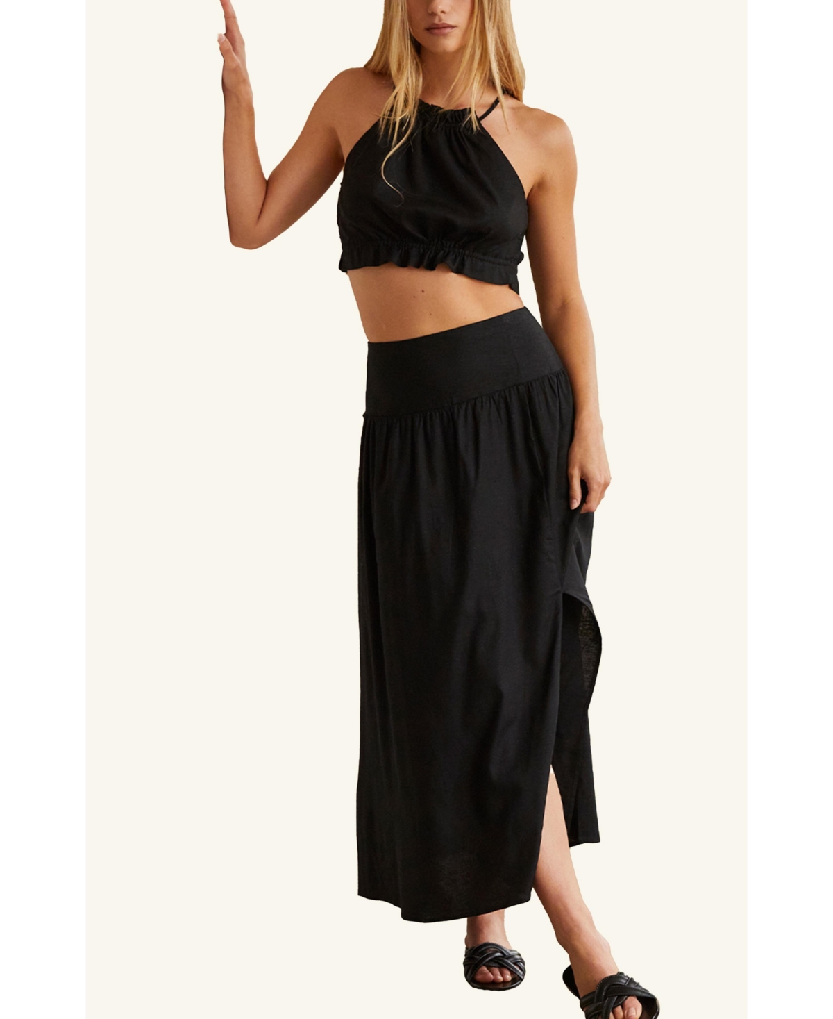 Women's Halter Skirt Set - Black