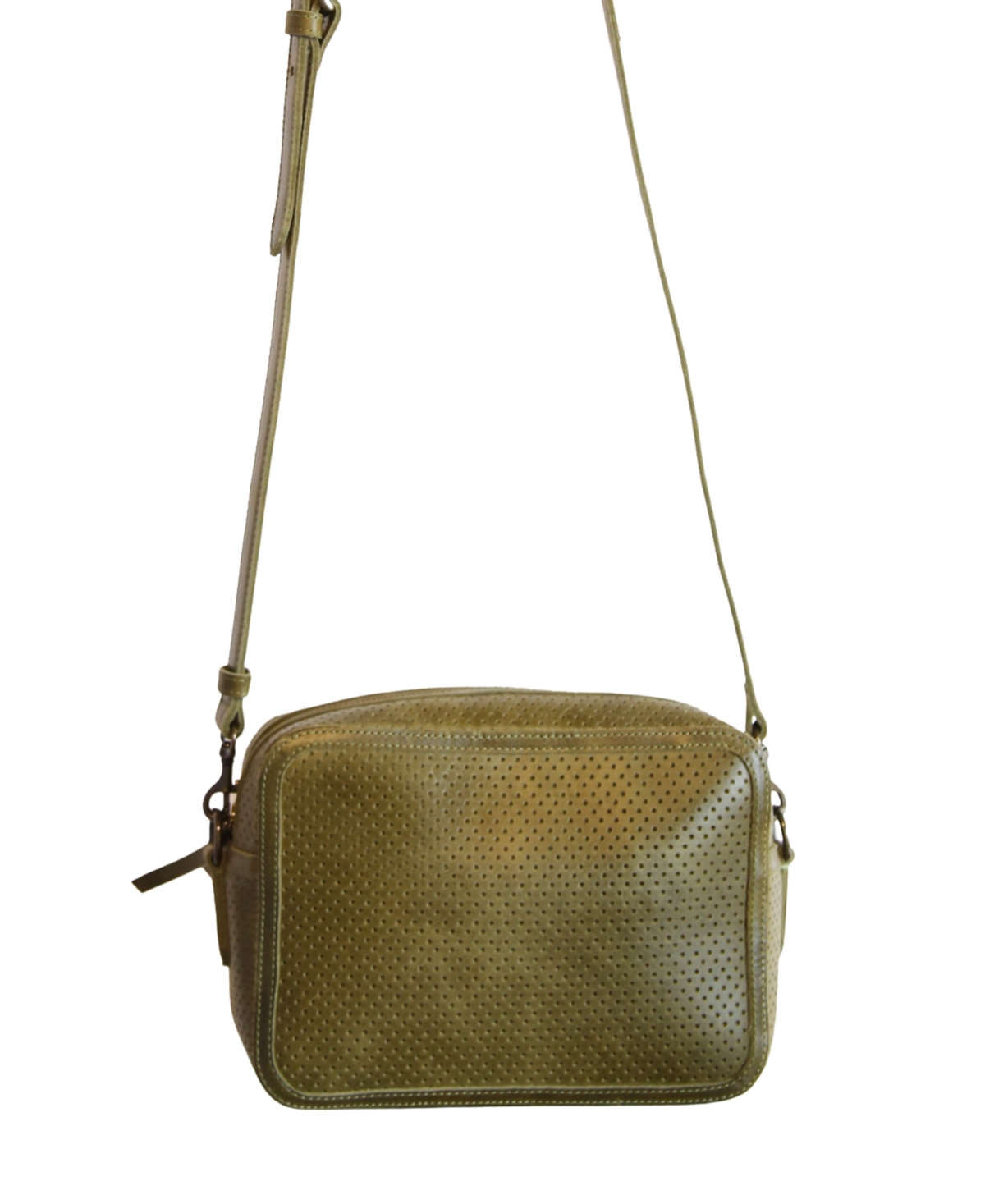 Medium Perforated Zipper Crossbody - Perforated moss