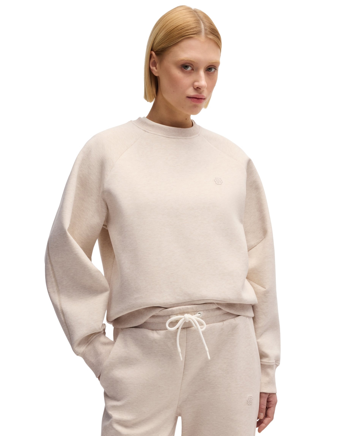 Hugo Boss Boss By  Women's Melange Cotton-blend Sweatshirt In Open White