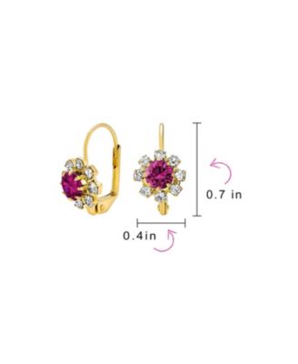Flower Crystal Drop Earrings Plated Brass Lever Back