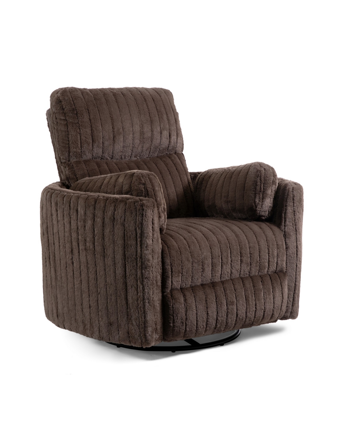 Furniture Of America 41" Jorvien Modern Chenille Power Swivel Glider Recliner With Pillows In Chocolate Brown