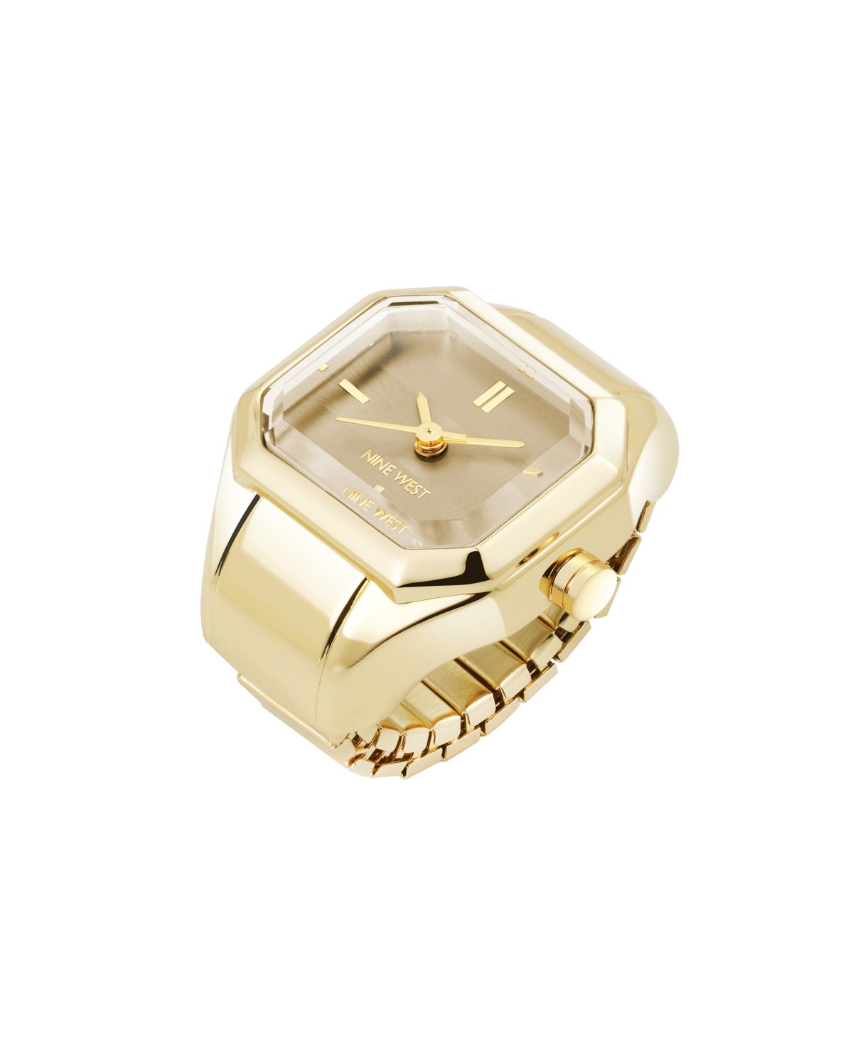 Nine West Women's Quartz Iconic Tan And Gold-tone Metal Alloy Ring Watch, 22mm In Tan,gold-tone