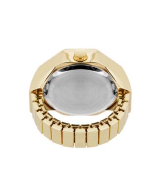 Women's Quartz Octagonal Ombre Glitter Gold-Tone Metal Alloy Ring Watch, 23mm
