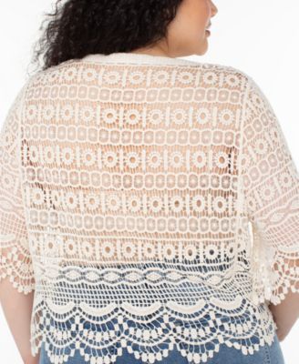 Plus Size Crochet Lace Bolero 