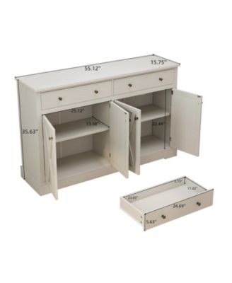 Vintage White Sideboard with Drawers and Doors for Storage