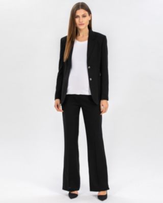 Maternity Linen Mix Textured Elastic Waist Flared Robert Trousers