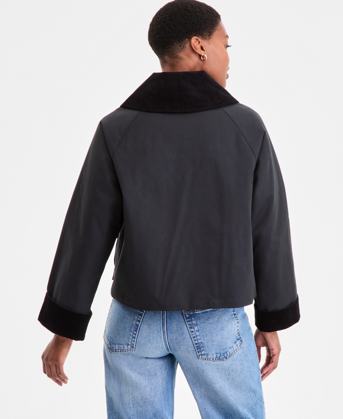 Barbour Women's Nora Oversized-collar Utility Jacket In Black