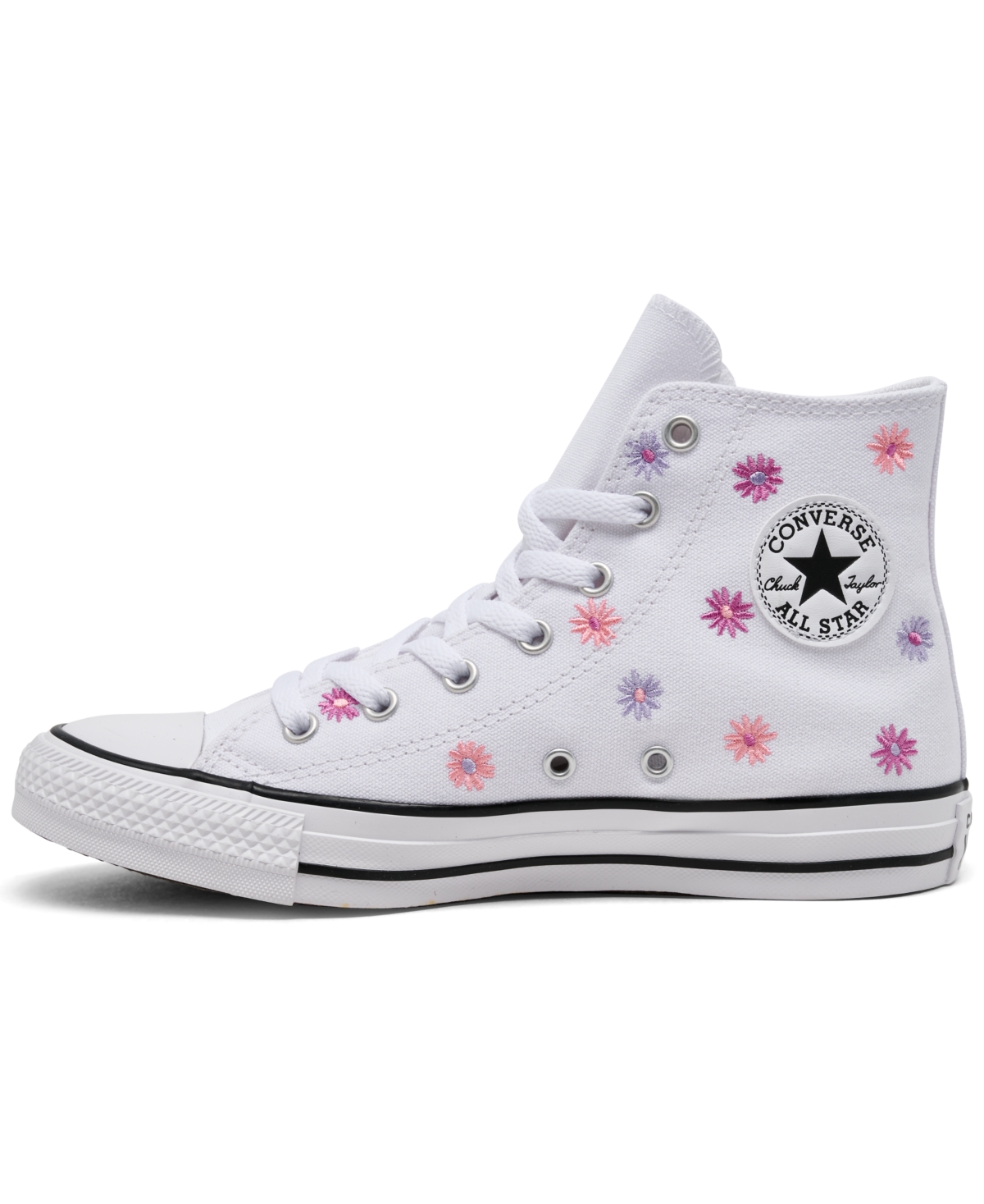 Shop Converse Big Girls Chuck Taylor All Star Florals High Top Casual Sneakers From Finish Line In White,jellyfish