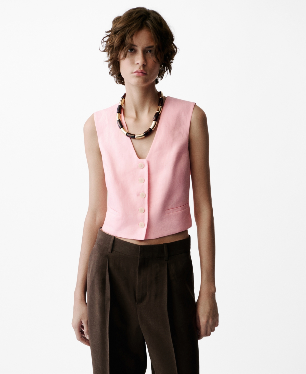 Mango Women's Linen Suit Vest In Multi