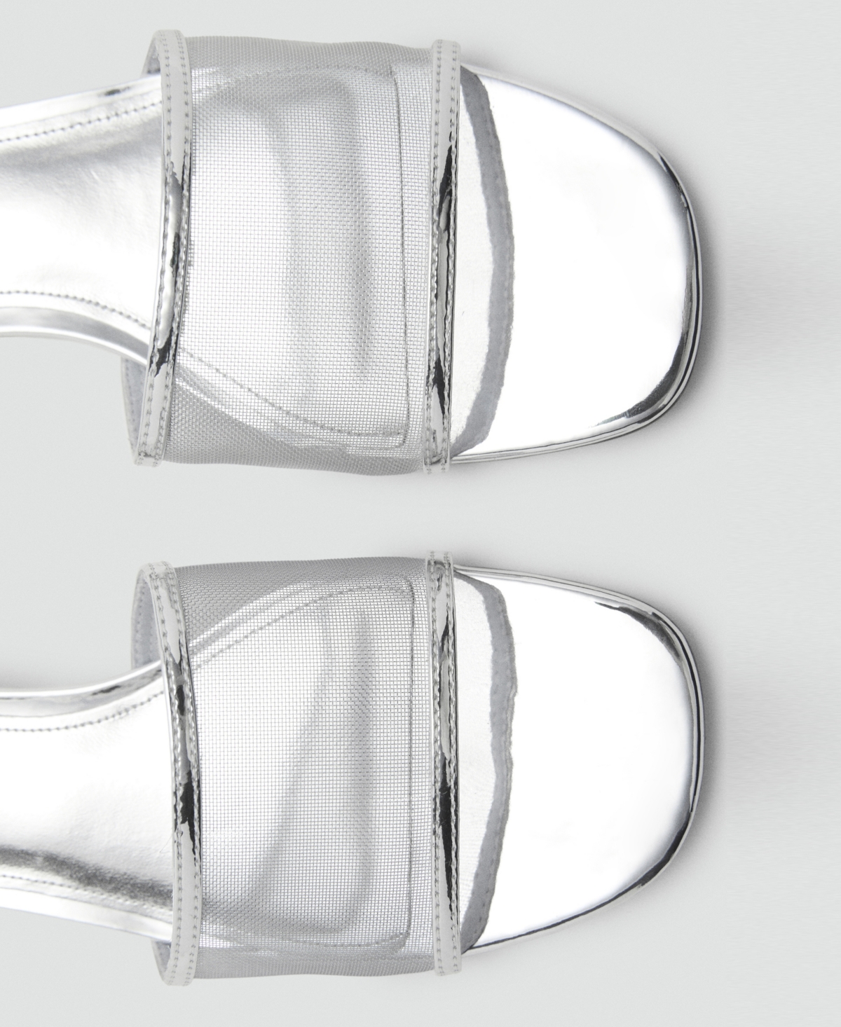 Shop Mango Women's Mesh Strap Kitten Sandals In Silver