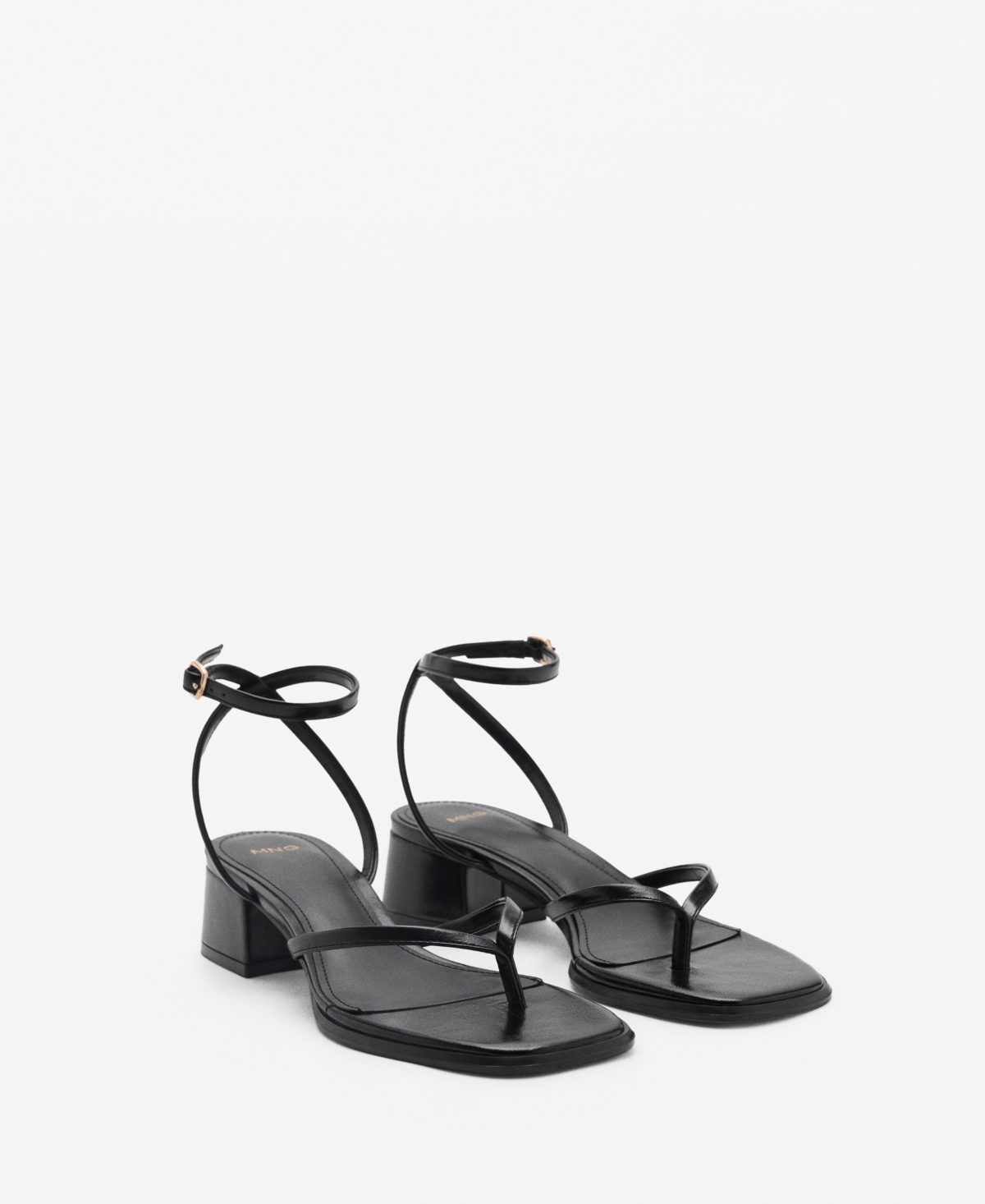 Mango Micro Block Heel Sandals In Black