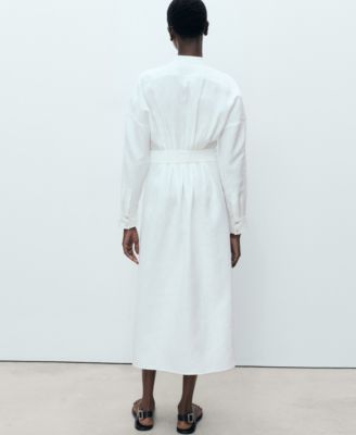 Women's Belt Linen Shirt Dress