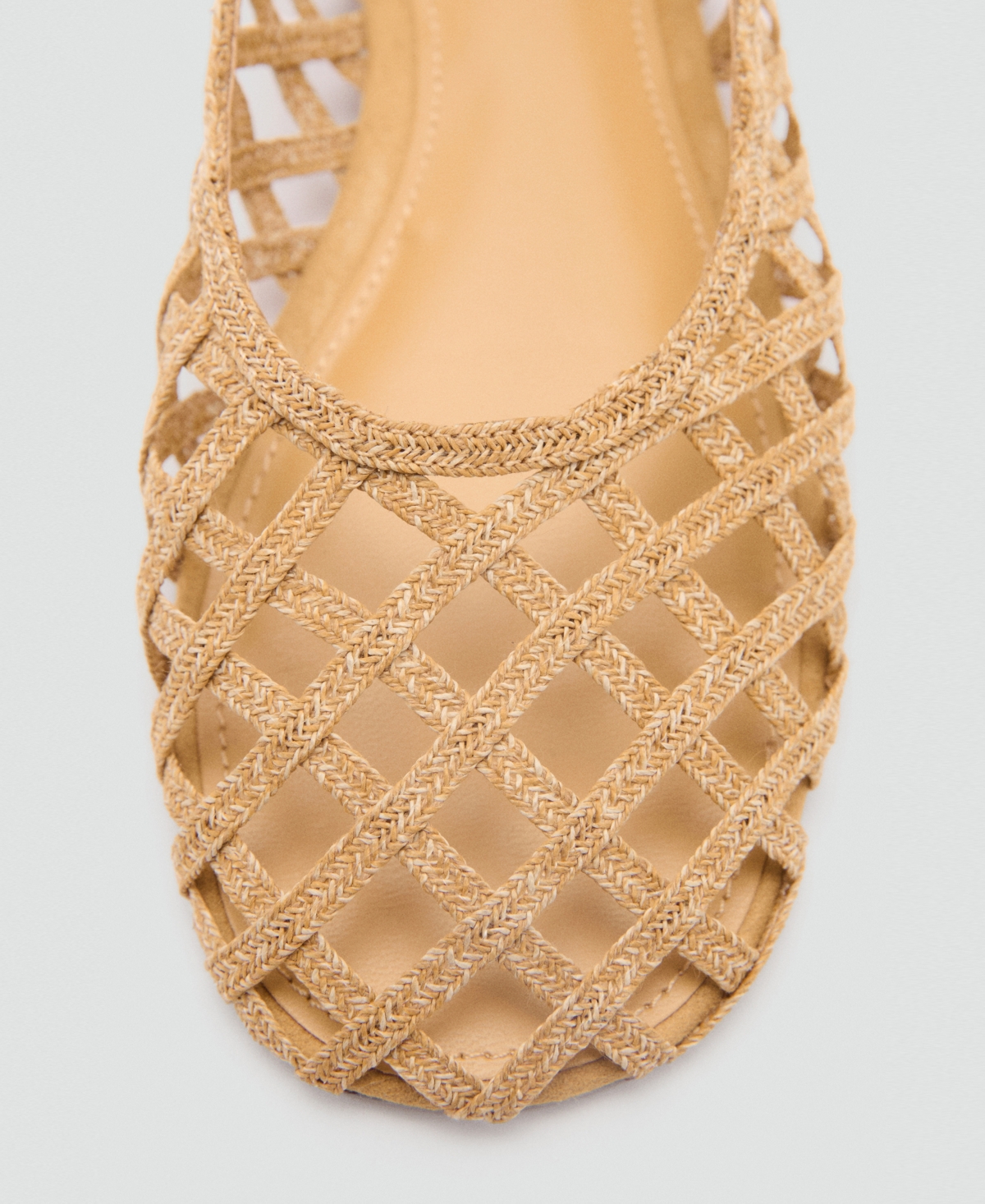 Mango Natural Fibre Ballerina Flats Medium Brown In Medium Brown