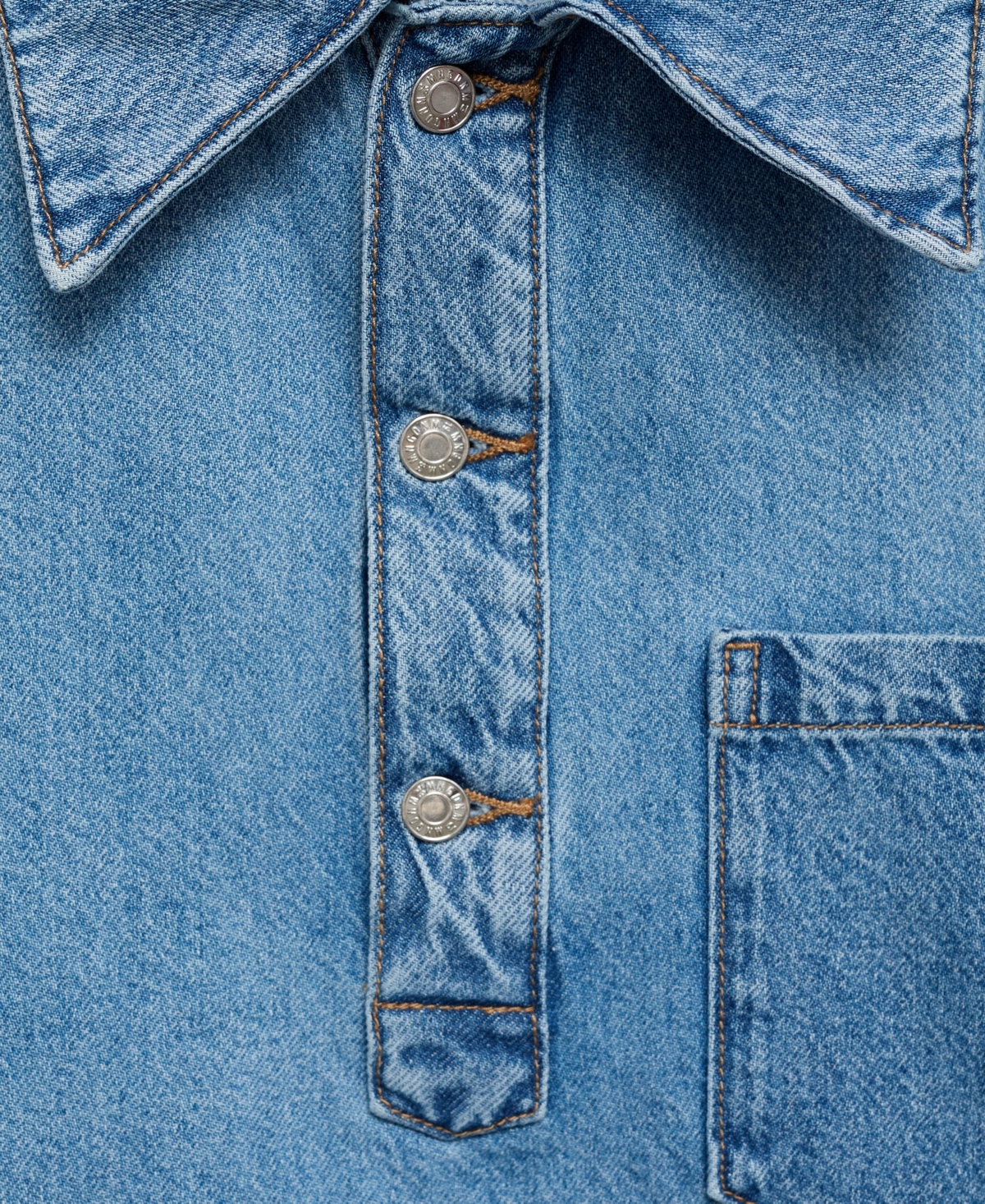 Shop Mango Women's Pocket Denim Blouse In Medium Blue