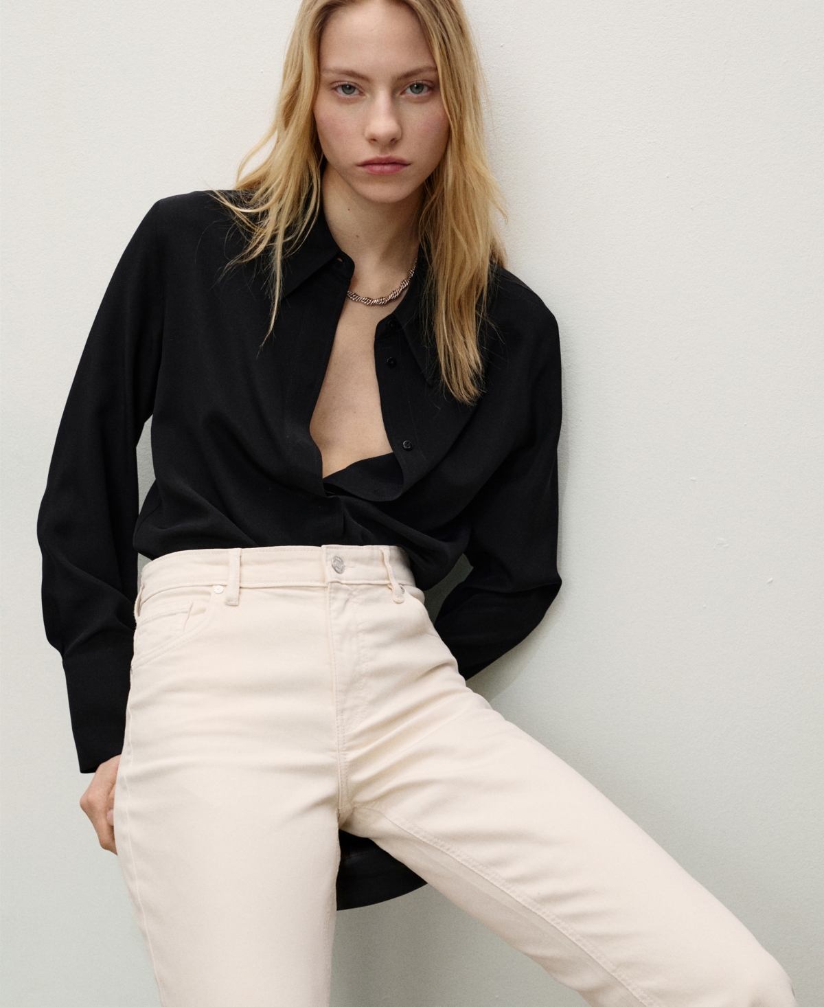 Shop Mango Women's Sienna Flared Cropped Jeans In Ecru