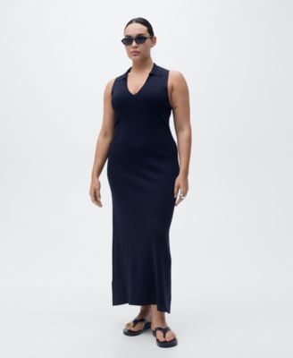 Women's Lapel Knitted Midi Dress