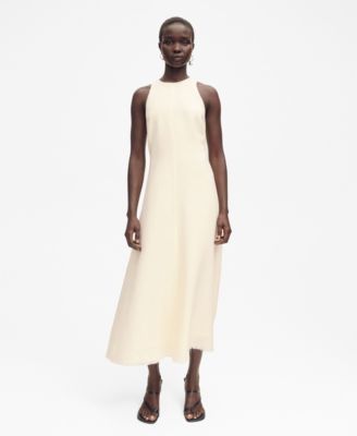 MANGO - Women's Frayed Hem Linen Dress