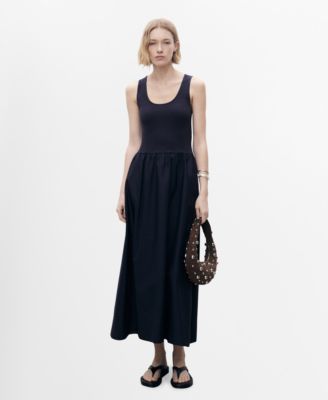 MANGO - Women's Combined Fabric Flared Dress