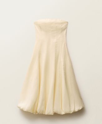 Women's Puffed Hem Linen Dress