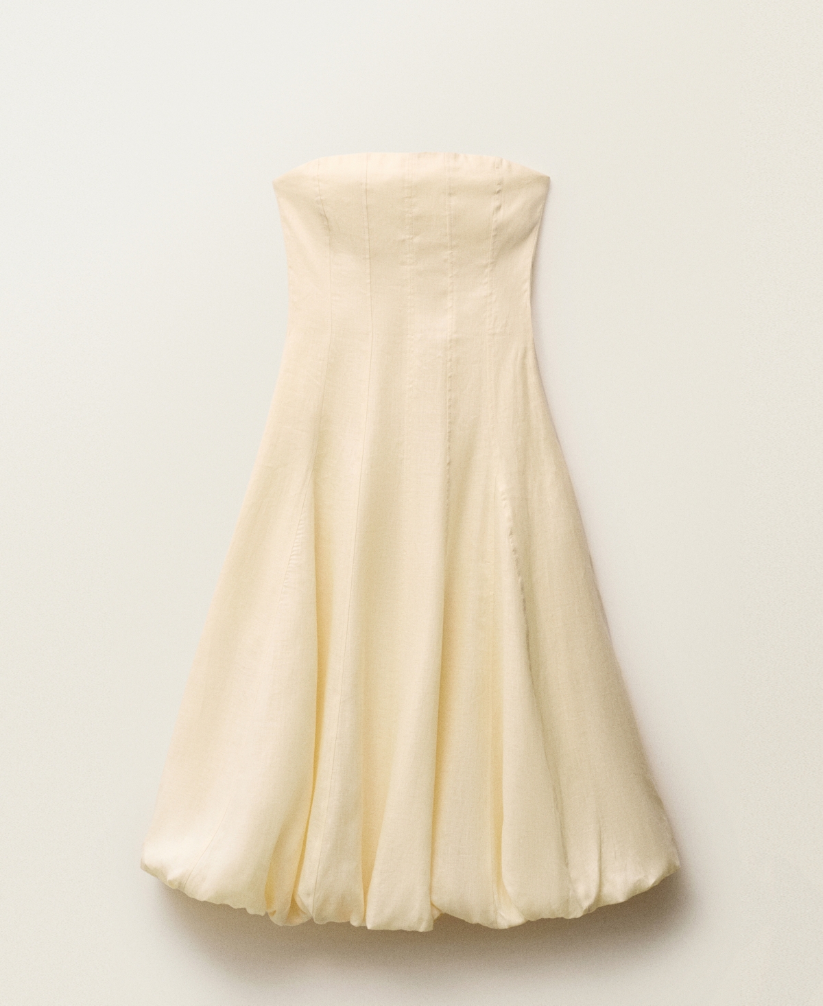 Shop Mango Women's Puffed Hem Linen Dress In Pastel Yellow