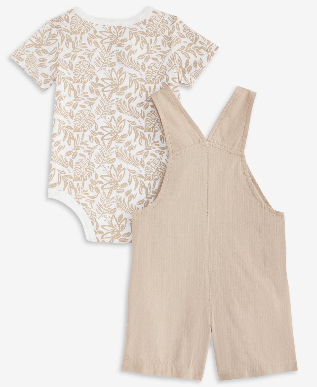 First Impressions Baby Boys Cotton Tonal Leaf-print Bodysuit & Shortall, 2 Piece Set, Exclusively At Macy's