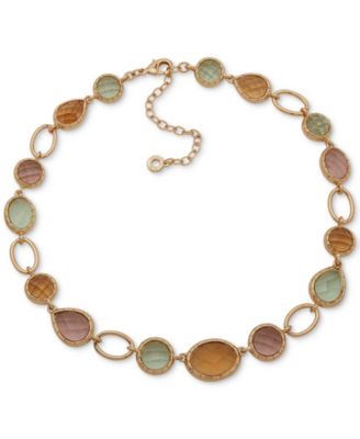 Anne Klein - Gold-Tone Bezel Stone Collar Necklace, 16" + 3" extender