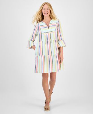 Style & Co - Women's Striped Cotton Tiered Dress, Exclusively at Macy's