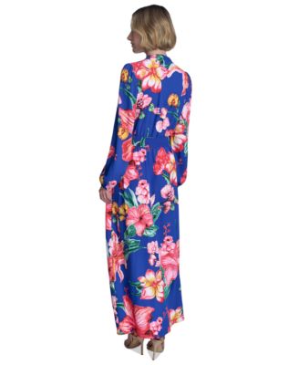 Women's Button-Front Belted Maxi Dress