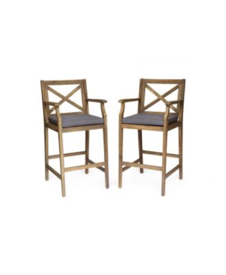 Streamdale Logan Acacia Wood Patio Barstools, Set of 2 Transitional Charm with Durable Design