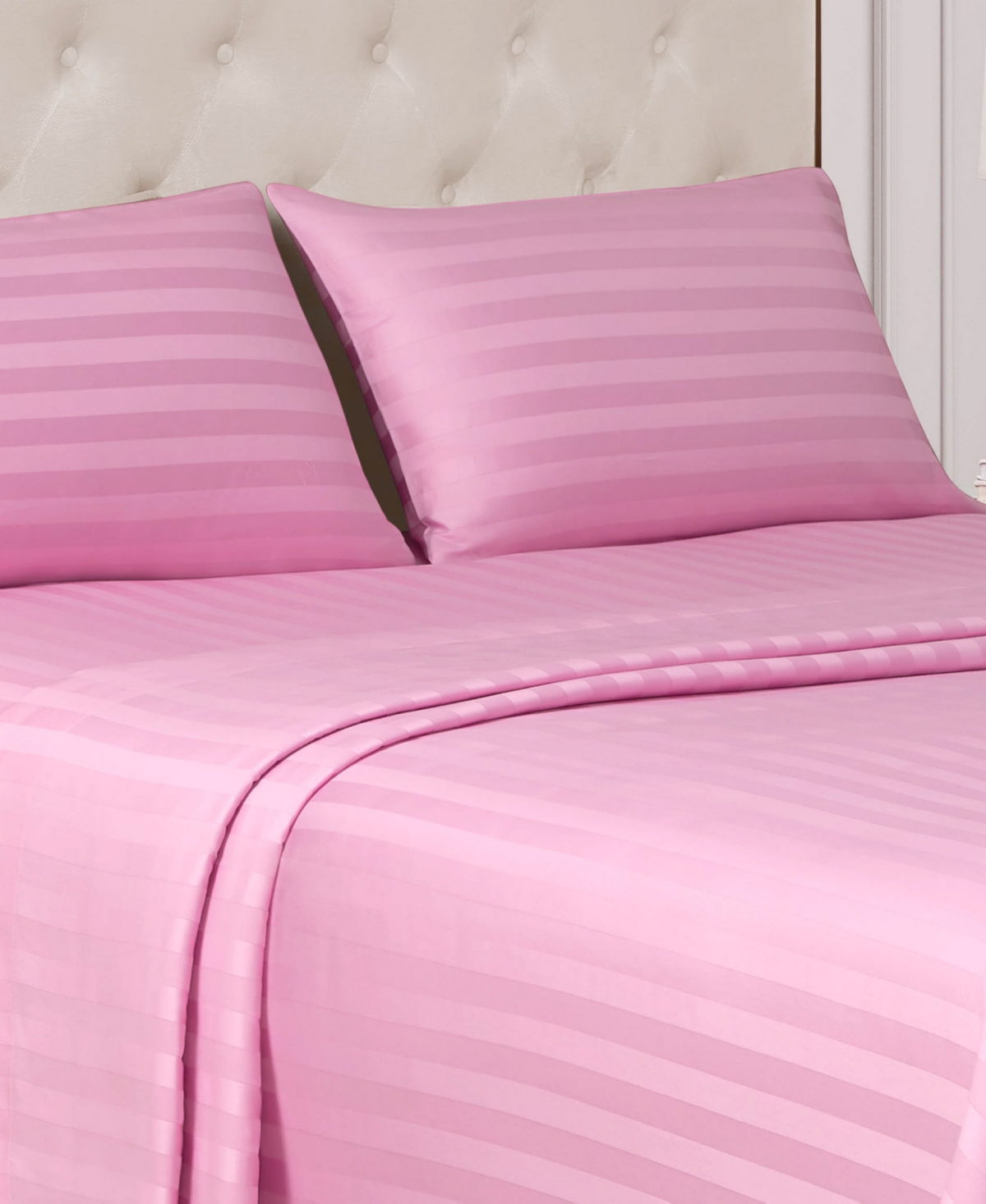 Juicy Couture Royal Dreams Damask Stripe 300-thread Count Sateen Cotton 3-pc. Sheet Set, Twin In Pink