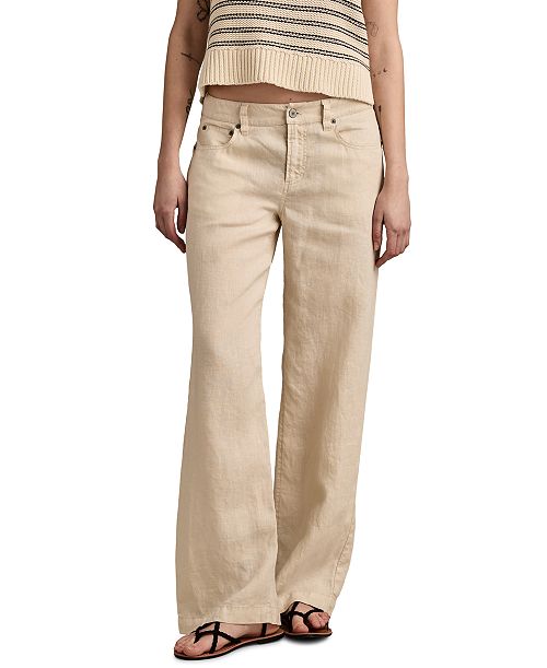 alfani Lucky Brand Women's Linen Baggy Wide-Leg Pants Women's Fashion Shoes & Accessories