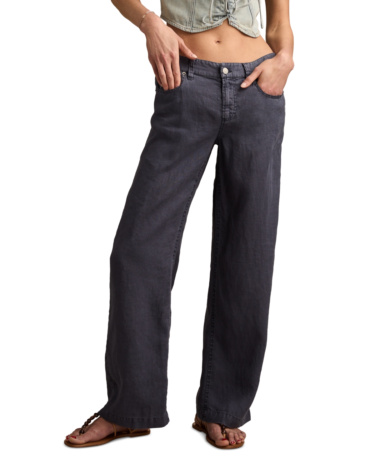 Lucky Brand Women's Linen Baggy Wide-leg Pants
