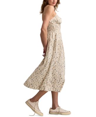 Women's Smocked-Waist Floral Midi Dress