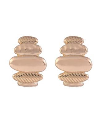 Gold Tone Polished and Textured Drop Earrings