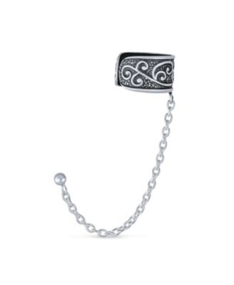 Set of 2 Boho Bali Vine Scroll Ear Cuff Wrap Earrings in Oxidized Sterling Silver