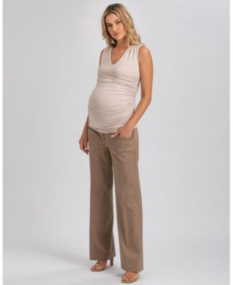 Maternity Sleeveless Dolce Blouse with V-Neck and Side Ruching