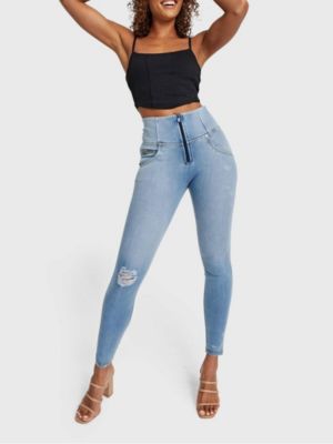 Women's Distressed High-Rise Sculpting Skinny Jeans